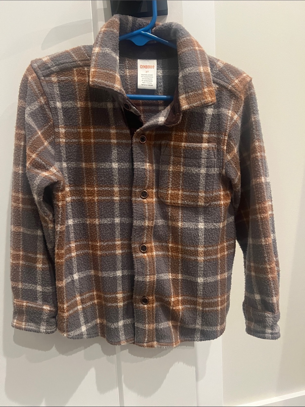Gymboree Gray & Brown Plaid Button-Up Shirt Jacket